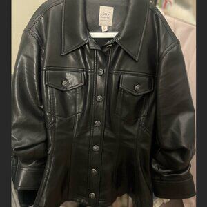 Cinq a Sept- Gina Vegan Leather Peplum Jacket